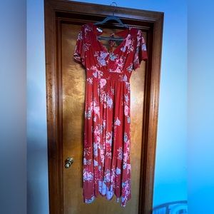 Orange floral maxi dress